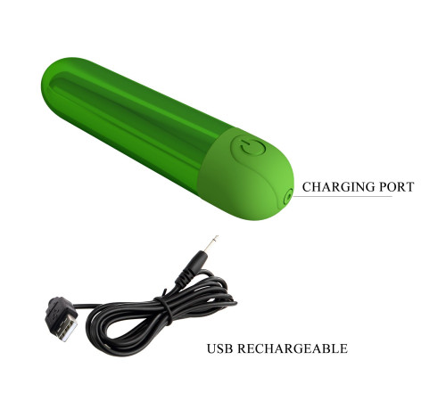 Зеленая перезаряжаемая вибропуля Kiwi