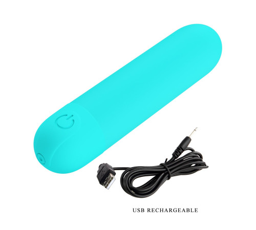 Аквамариновая перезаряжаемая вибропуля Stefan - 8 см.