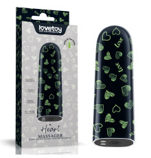 Мини-вибратор Rechargeable Glow-in-the-dark Heart Massager - 8,5 см.