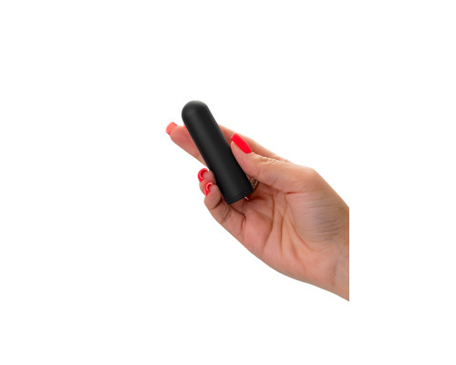 Заказать Черная перезаряжаемая вибропуля RealStick CALIBER - 7 см.