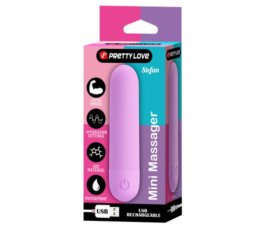 Сиреневая перезаряжаемая вибропуля Stefan - 8 см.