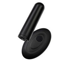 Черная перезаряжаемая вибропуля с пультом ДУ RealStick CALIBER