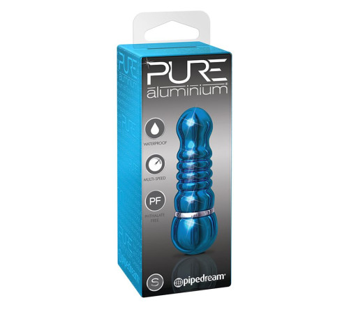 Голубой алюминиевый вибратор BLUE SMALL - 7,5 см.
