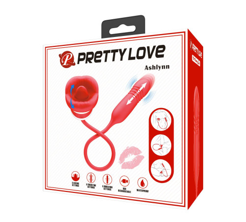 Красное продолговатое виброяицо Ashlynn с клиторальным стимулятором