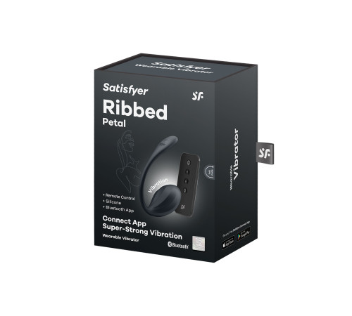 Черное виброяйцо Ribbed Petal с пультом ДУ