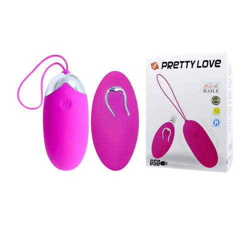 Лловое перезаряжаемое виброяйцо с пультом ДУ