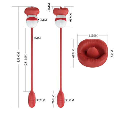 Красное виброяйцо с клиторальным стимулятором Aliyah