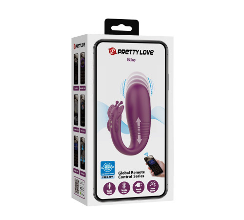 Фиолетовый интерактивный вибростимулятор с поступательными движениями Klay