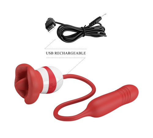 Красное продолговатое виброяицо Ashlynn с клиторальным стимулятором