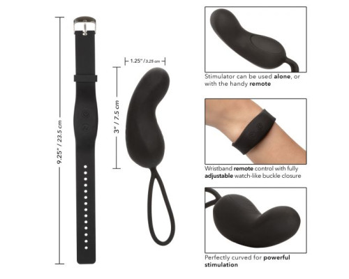 Заказать Черное виброяйцо с браслетом-пультом Wristband Remote Curve