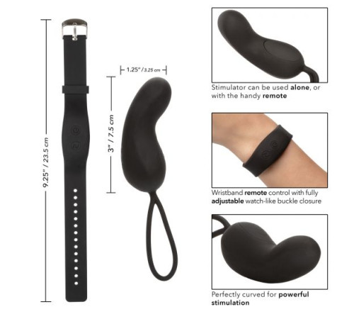 Черное виброяйцо с браслетом-пультом Wristband Remote Curve