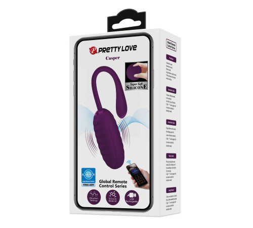 Фиолетовое виброяйцо Casper с управлением через приложение