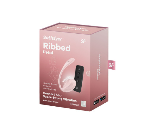 Розовое виброяйцо Ribbed Petal с пультом ДУ