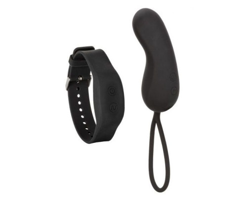 Заказать Черное виброяйцо с браслетом-пультом Wristband Remote Curve