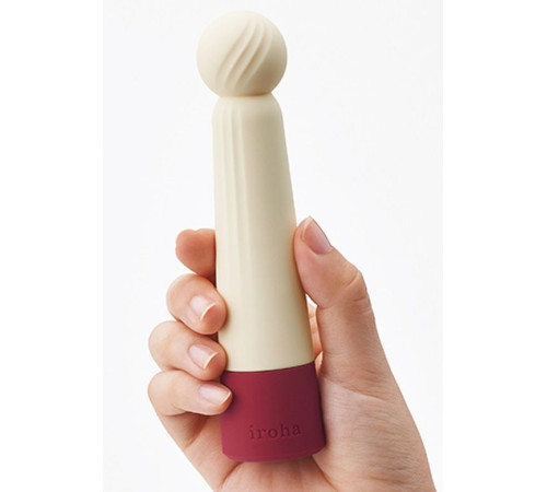 Бежевый вибратор с шаровидной мягкой головкой IROHA Rin Akane - 14,8 см.
