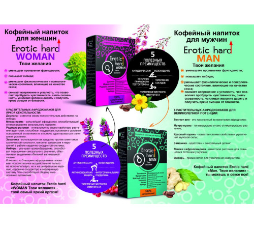 Кофейный напиток для мужчин  Erotic hard MAN - Твои желания  - 100 гр.