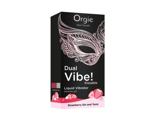 Заказать Съедобный жидкий вибратор Dual Vibe! со вкусом клубничного джина с тоником - 15 мл.