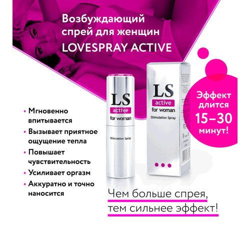 Спрей-стимулятор для женщин Lovespray Active Woman - 18 мл. Спрей-стимулятор для женщин Lovespray Active Woman - 18 мл.