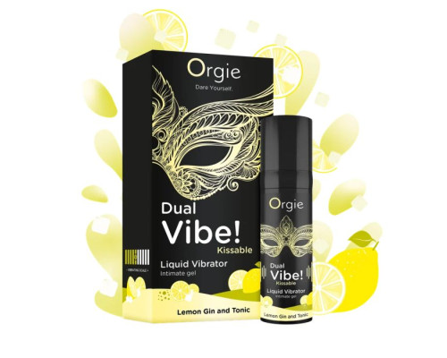 Заказать Съедобный жидкий вибратор Dual Vibe! со вкусом лимонного джина с тоником - 15 мл.
