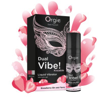 Съедобный жидкий вибратор Dual Vibe! со вкусом клубничного джина с тоником - 15 мл.