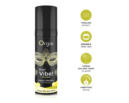Заказать Съедобный жидкий вибратор Dual Vibe! со вкусом лимонного джина с тоником - 15 мл.