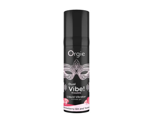 Заказать Съедобный жидкий вибратор Dual Vibe! со вкусом клубничного джина с тоником - 15 мл.