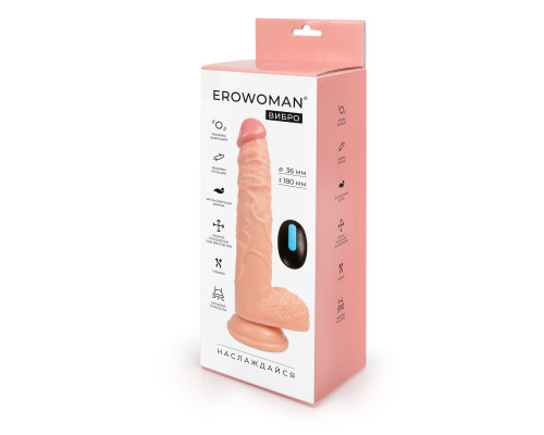 Заказать Телесный вибратор-ротатор Erowoman с пультом ДУ - 23 см. Заказать Телесный вибратор-ротатор Erowoman с пультом ДУ - 23 см.