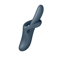 Серый вибратор-ротатор с функцией нагрева Heat Flex 4 - 23 см.