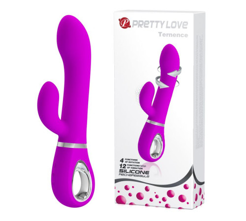 Лиловый вибратор-ротатор с клиторальным отростком Ternence - 19,6 см.