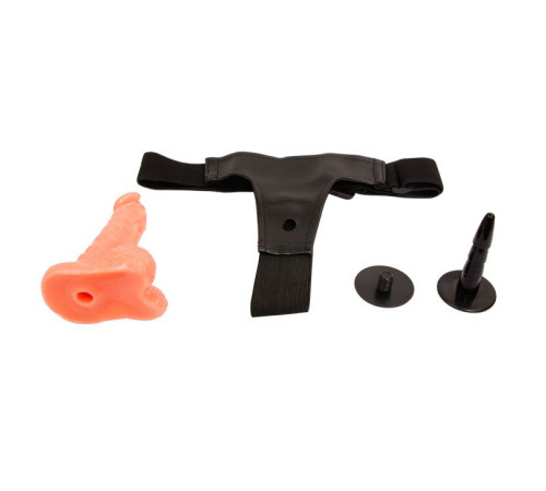 Реалистичный страпон на ремешках - 15,5 см.