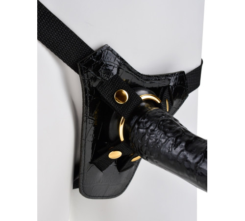Чёрный с золотом женский страпон Designer Strap-On