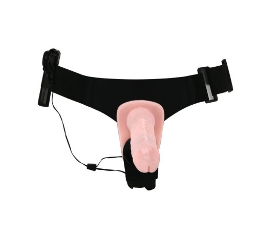 Женский страпон с вибрацией и вагинальной пробкой Ultra Passionate Harness - 18 см.