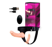 Женский страпон с 2 насадками, вибрацией и пультом ДУ