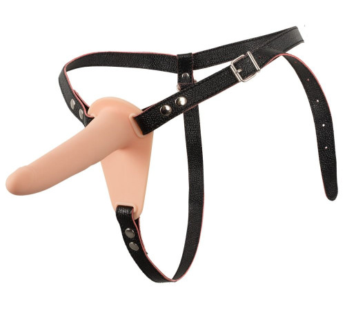 Телесный поясной страпон с вибрацией Vibrating Strap-On - 15,7 см.