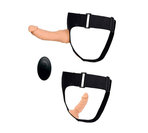 Женский страпон с 2 насадками, вибрацией и пультом ДУ