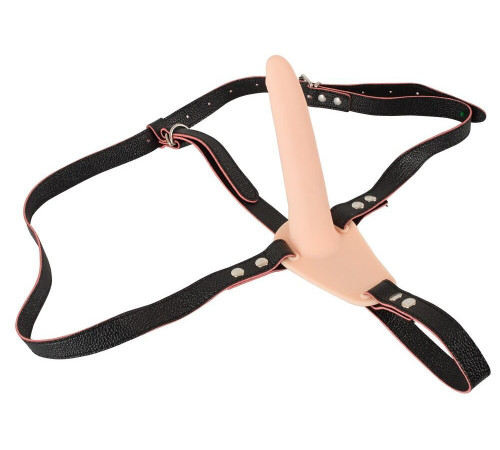 Телесный поясной страпон с вибрацией Vibrating Strap-On - 15,7 см.