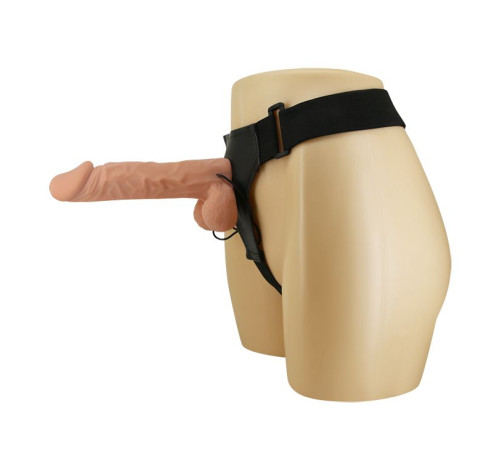 Телесный женский вибрострапон на ремешках с проводным пультом