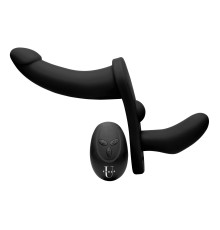 Черный вибрострапон Double Take 10X Double Penetration Vibrating Strap-on Harness