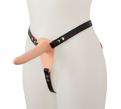 Телесный поясной страпон с вибрацией Vibrating Strap-On - 15,7 см.