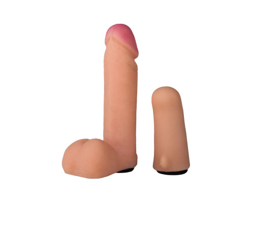 Женский страпон с реалистичной насадкой и вагинальной пробкой - 16 см.