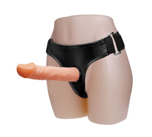 Телесный фаллос на трусиках регулирующегося размера - 19 см.