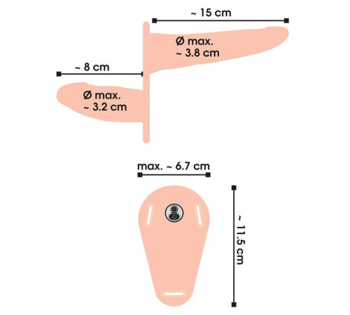 Телесный двойной вибрострапон с вибрацией Vibrating Double Strap-On - 15 см.