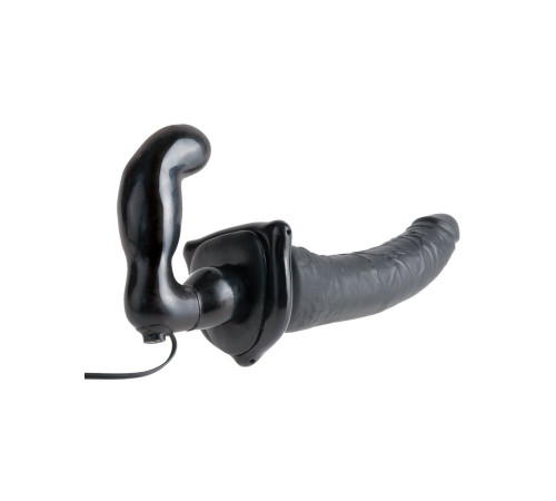 Черный страпон с вагинальной пробкой Deluxe Vibrating Penetrix Strap-On - 19 см. Черный страпон с вагинальной пробкой Deluxe Vibrating Penetrix Strap-On - 19 см.