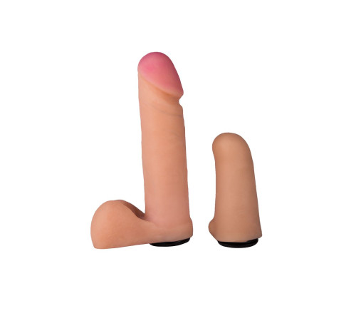 Женский страпон с реалистичной насадкой и вагинальной пробкой - 16 см.