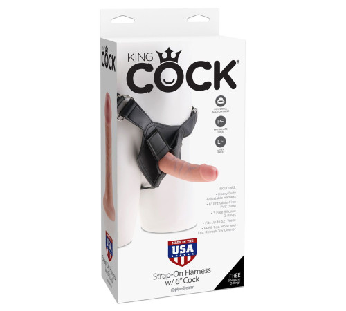 Телесный страпон Strap-on Harness Cock - 15,2 см.