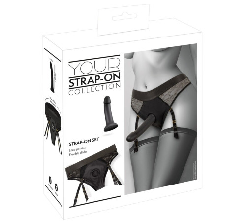 Черный женский страпон Strap-on Set: трусики и насадка