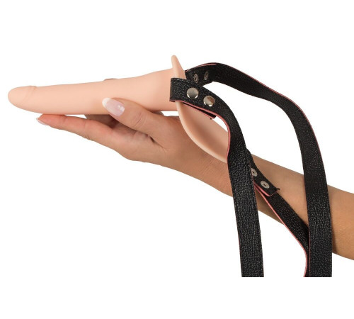 Телесный поясной страпон с вибрацией Vibrating Strap-On - 15,7 см.