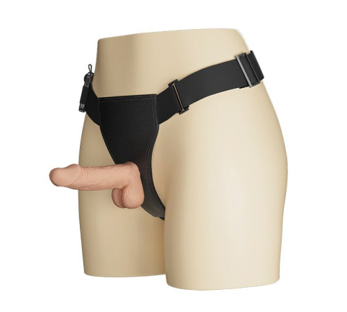 Женский страпон на регулируемых ремешках с вибрацией - 19,4 см.