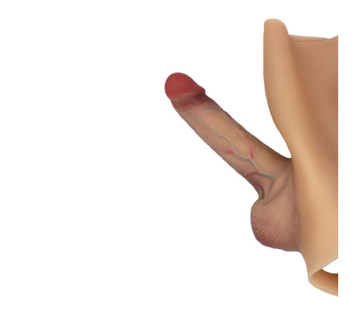 Телесные трусы с фаллоимитатором «Помощник» - 15,5 см.