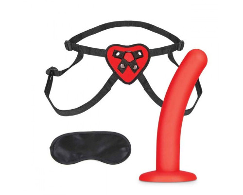 Заказать Красный поясной фаллоимитатор Red Heart Strap on Harness   5in Dildo Set - 12,25 см.